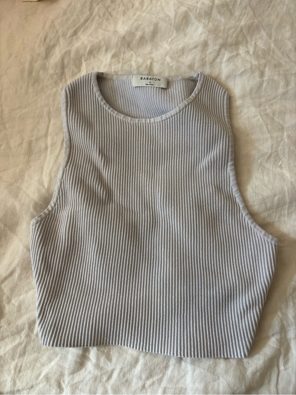 Aritzia Babaton Ribbed Crop Tank — Pale Gray